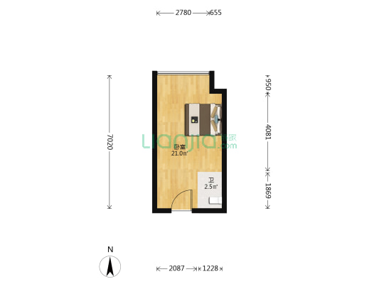 乐橙荟 1室0厅1卫 40平方