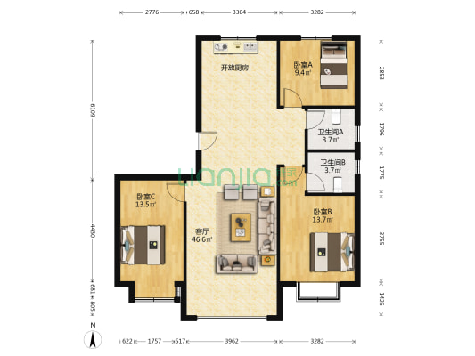 枫韵港湾 3室1厅2卫 123平方