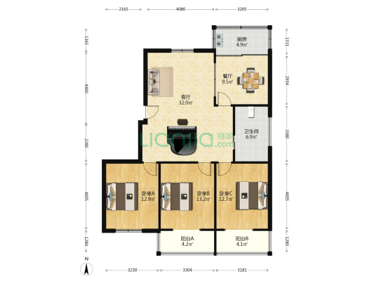 五一新村西区 3室2厅1卫 119平方