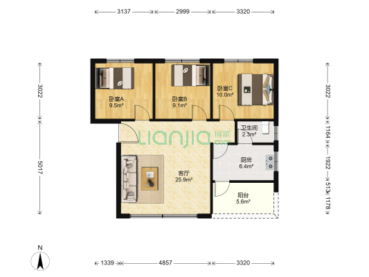 滨江路西六巷 3室1厅1卫 86平方