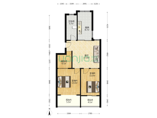 曹家庄小区 2室1厅1卫 77平方
