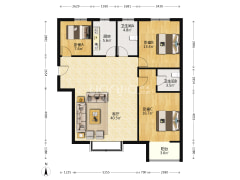 小区里面少有的三居双卫户型  简单装修  南北通透-涿州军怡公馆户型图