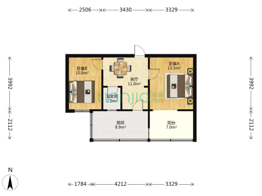 农业展览馆家属院 2室1厅1卫 51平方