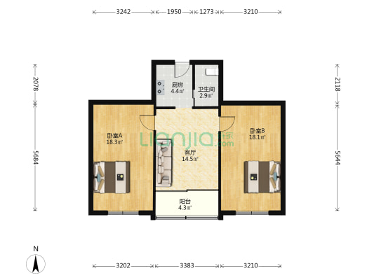 同济支路201弄 2室1厅1卫 75平方