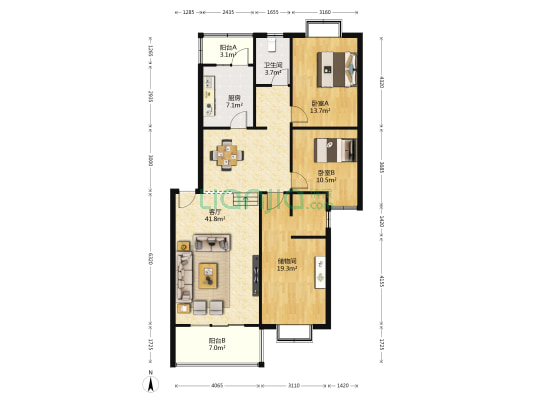 齐鲁花园 2室1厅1卫 128平方