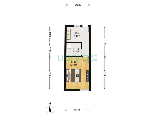 鸥江公寓 1室0厅1卫 29平方
