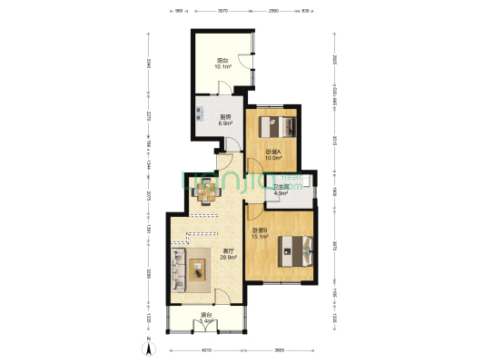 融科瀚棠泰怡园 2室1厅1卫 91平方