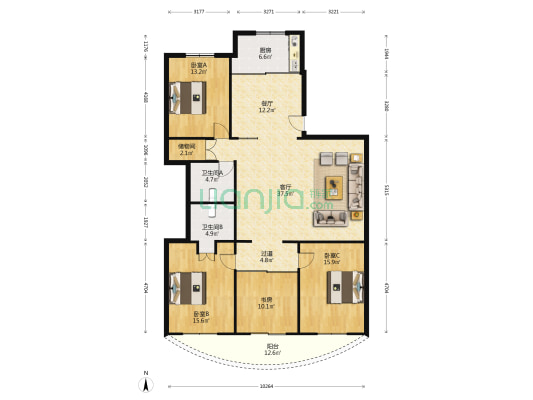 上厂小区 4室2厅2卫 154平方