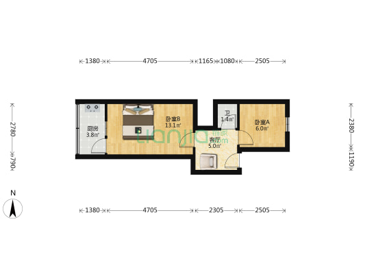 明丽苑 2室1厅1卫 36平方