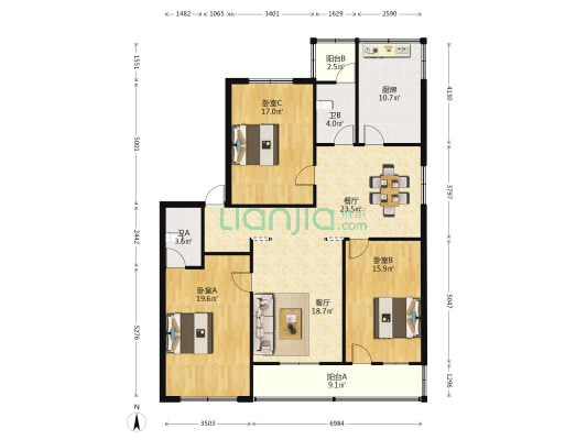 凤凰路41号 3室2厅2卫 158平方