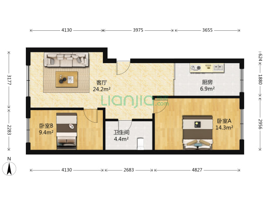 阳光家园三期 2室1厅1卫 83平方