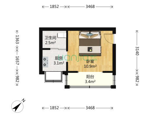 楚善里4号 1室0厅1卫 25平方