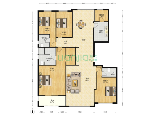 融创中原壹号院 4室1厅3卫 247平方