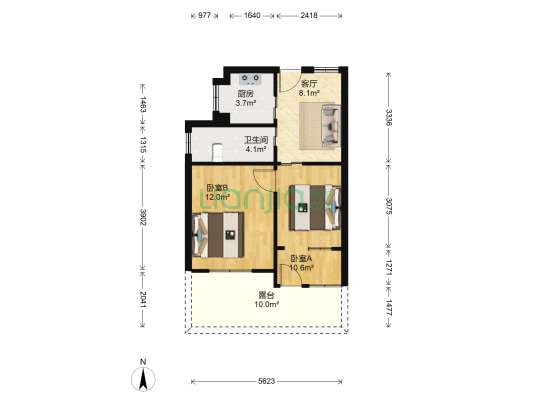 吉杨里 2室1厅1卫 43平方