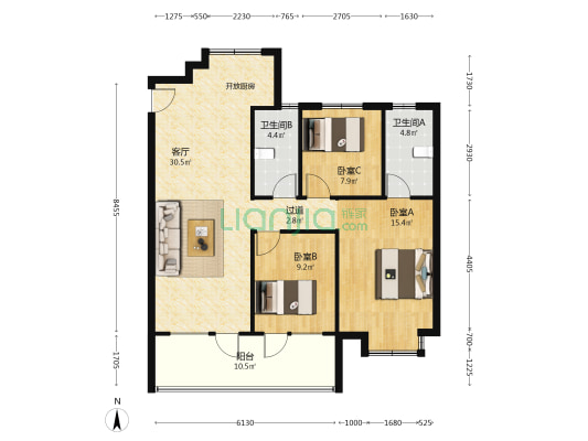 祥隆理想云栖 3室1厅2卫 115平方