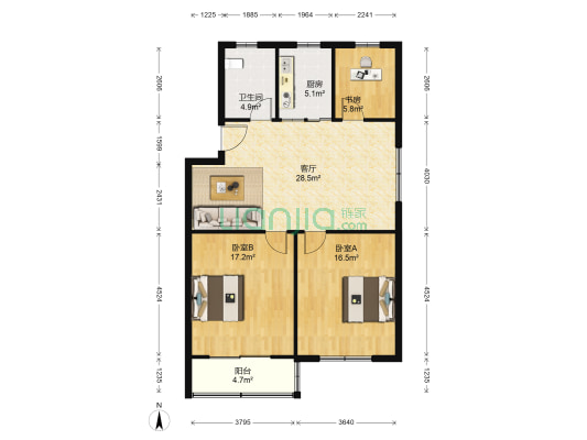 石湖花园 3室1厅1卫 94平方