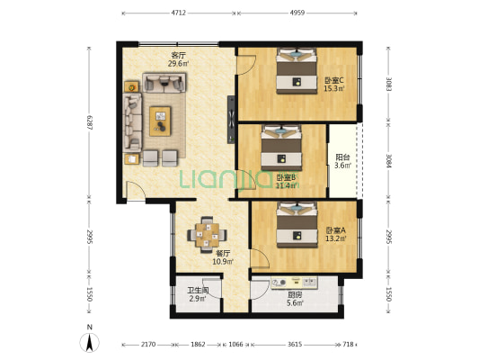 老埠巷7号 3室2厅1卫 111平方