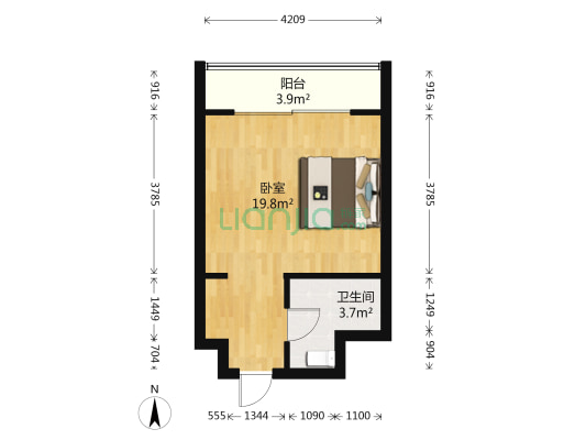中天东方财巢大厦 1室0厅1卫 44平方