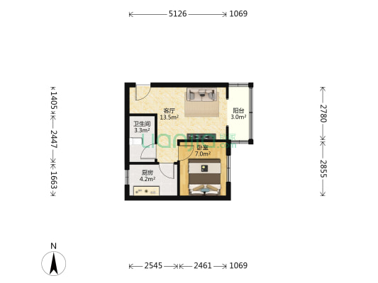 新雅正街2号 1室1厅1卫 39平方