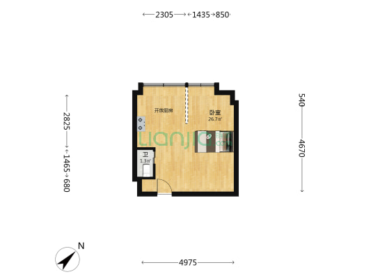祥腾生活广场 1室0厅1卫 40平方