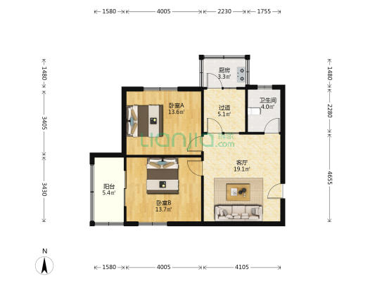 水利局家属院(儿童公园) 2室1厅1卫 72平方