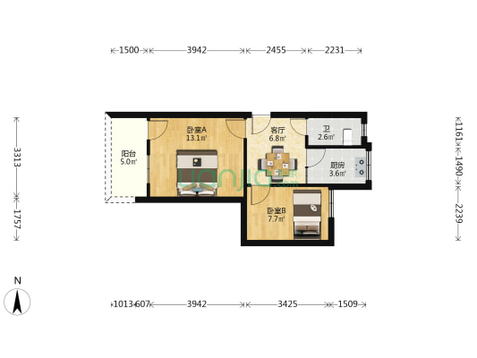 海元新村 2室1厅1卫 46平方