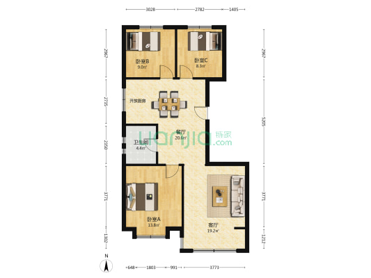 温泉新都孔雀城兰园 3室2厅1卫 110平方