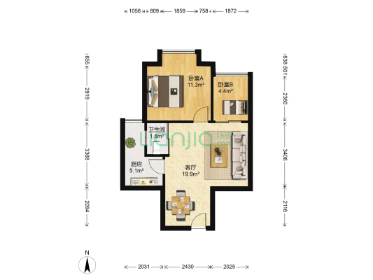 丽馨苑东区 2室1厅1卫 47平方