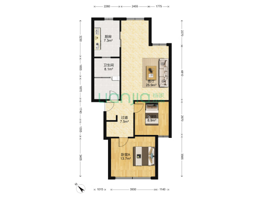 平康苑 2室1厅1卫 92平方