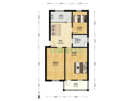 泾苑新村 2室1厅1卫 72平方