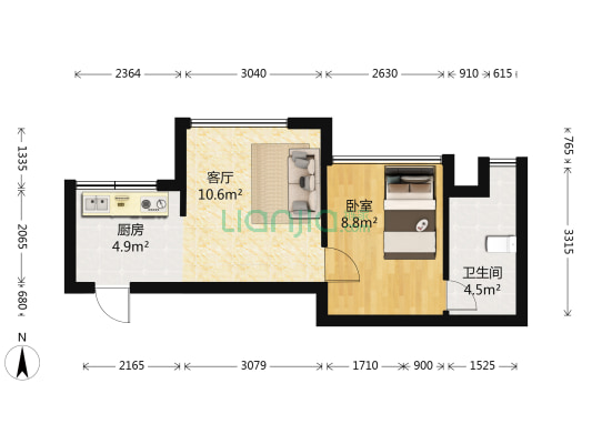德丰.天麓 1室1厅1卫 30平方