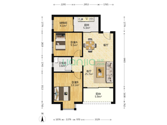德兴楼 2室1厅1卫 82平方