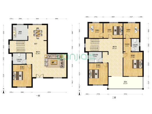 华阳中心苑 6室2厅3卫 250平方