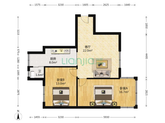 浣纱路49号 2室1厅1卫 73平方