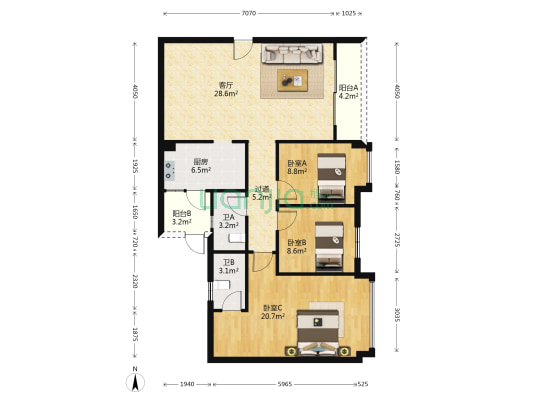 翠华轩(容桂) 3室1厅2卫 98平方