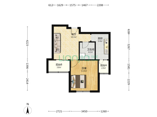 汇福家园泰和里 1室1厅1卫 67平方