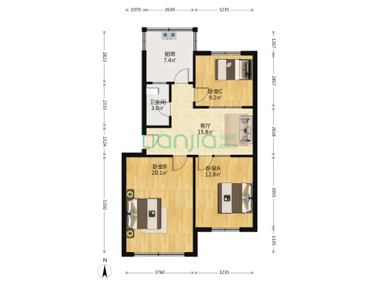祥石路 3室1厅1卫 84平方