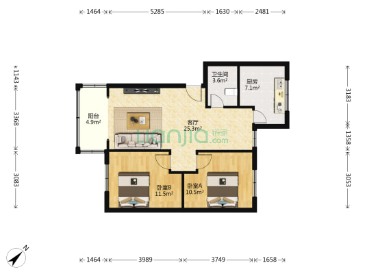 惠民苑(金牛) 2室1厅1卫 80平方