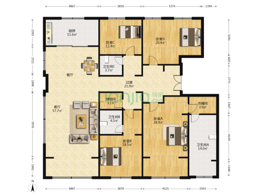 泰禾济南院子 4室1厅3卫 247平方
