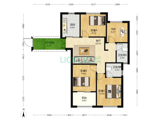 学府公馆 4室1厅2卫 88平方