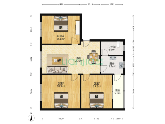 新新街66号 3室1厅1卫 110平方