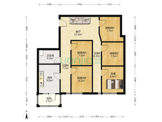 世纪花园(南开区) 1室1厅1卫 118平方