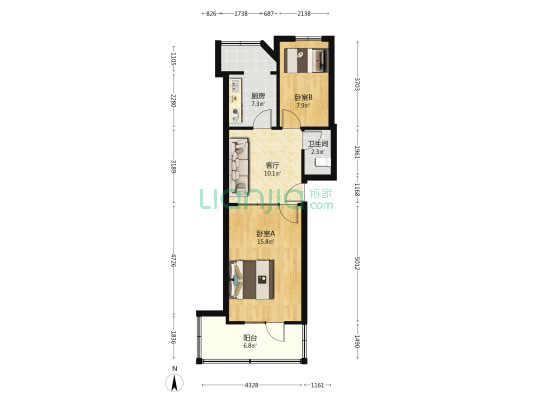 浦厂二村 2室1厅1卫 60平方