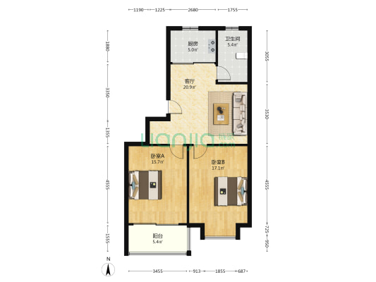 南街294号 2室1厅1卫 87平方
