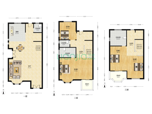 香湖壹号 4室1厅4卫 253平方