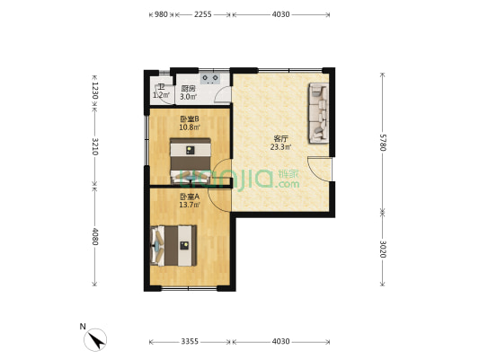 头桥路231号 2室1厅1卫 65平方