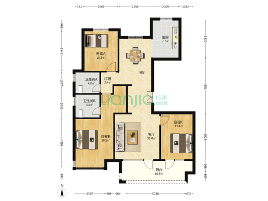 青岛国泰华府 3室1厅2卫 137平方