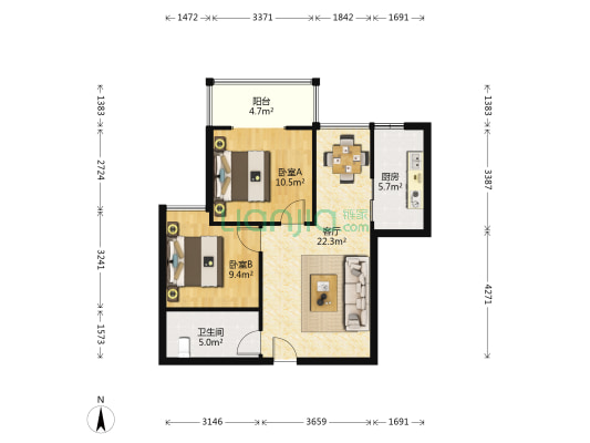 江林新城C区 2室1厅1卫 75平方