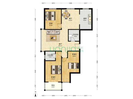 柏翠苑 3室2厅2卫 131平方