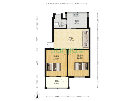 中铁十一局集团有限公司教育培训中心 2室1厅1卫 61平方